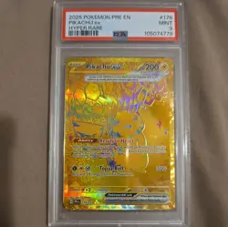 2025 POKEMON PRE EN-PRISMATIC EVOLUTIONS HYPER RARE #179 PIKACHU EX PSA 9 - Image 1