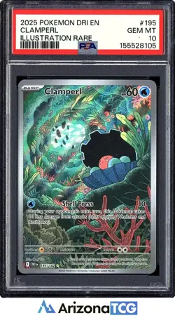 Pokemon 2025 Clamperl 195/182 Illustration Rare Destined Rivals GEM MINT PSA 10 - Image 1