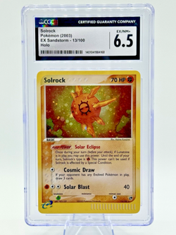 VINTAGE HOLO WITH SWIRL 2003 Pokemon EX Sandstorm EReader SOLROCK 13 CGC 6.5 - Image 1