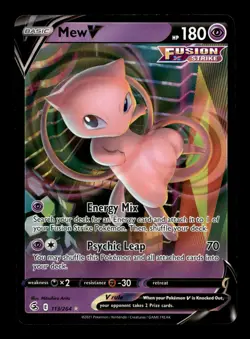 Mew V 113/264 SWSH08: Fusion Strike Holofoil Ultra Rare Pokemon TCG - Image 1