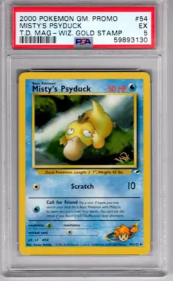 Pokemon Game Promo Wizard Gold Stamp #54 Mistys Psyduck PSA 5 - Image 1