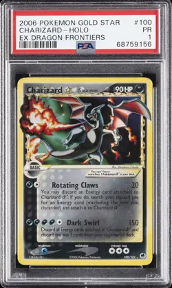 2006 POKEMON EX DRAGON FRONTIERS GOLD STAR #100 CHARIZARD-HOLO PSA 1 - Image 1