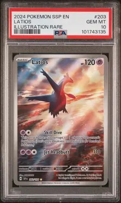 PSA 10 GEM MINT- Latios #203/191 Illustration Rare - Pokemon Surging Sparks 2024 - Image 1