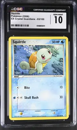 Pokemon Squirtle 63/100 EX Crystal Guardians - CGC 10 - Image 1
