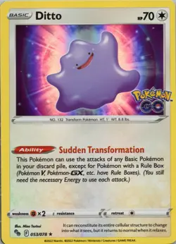 Reverse Holo Numel (Peelable Ditto) 013/078 Pokemon GO | Peeled & Stuck on back - Image 1