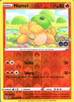 Reverse Holo Numel (Peelable Ditto) 013/078 Pokemon GO | Peeled & Stuck on back - Image 2