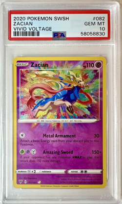 PSA 10 ZACIAN #82 Amazing Rare - 2020 POKEMON SWSH VIVID VOLTAGE 082/185 - Image 1
