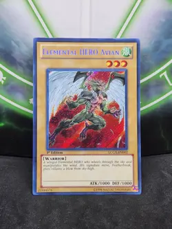 Yugioh Elemental Hero Avian LCGX-EN002 Secret Rare 1st Edition NM - Image 1