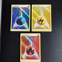 POKEMON HOLO 3 X ENERGY CARD BUNDLE FIRE WATER LIGHTING 2013 - Image 1