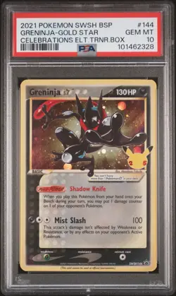 Pokemon Greninja Gold Star Promo Holo PSA 10 SWSH144 Celebrations SWSH - Image 1