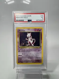 1999 POKEMON BASE SET UNLIMITED #10 MEWTWO-HOLO PSA 5 - Image 1