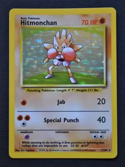 Hitmonchan #7 / 102 Base Set Holo - NM/LP - Pokemon 1999 TCG WOTC Vintage - Image 1