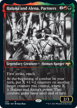 Light Play, English MTG Foil Halana and Alena, Partners - Foil - Showcase Innist - Image 1