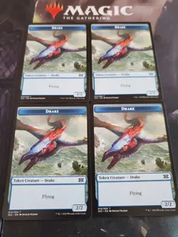 Mtg. 4x Drake / Angel Double-Sided Tokens. Double Masters 2022. Pack Fresh - Image 1
