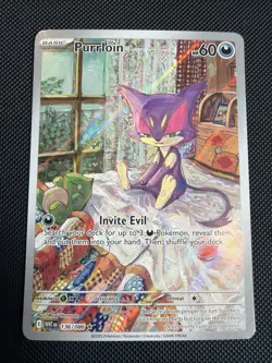 Pokemon TCG Purrloin Card 136/086 Illustration Rare, Sv: White Flare - Image 1