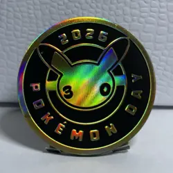 Nintendo 2026 Pikachu Pokemon TCG Metal CCG Coin Holofoil Embossed 1.5in - Image 1