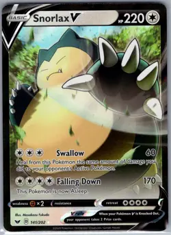 Snorlax V 141/202 SWSH01: Sword & Shield Base Set - Pokemon Card - NM - Image 1