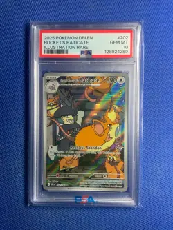 2025 POKEMON DRI EN-DESTINED RIVALS #202 TEAM ROCKET'S RATICATE PSA 10 - Image 1