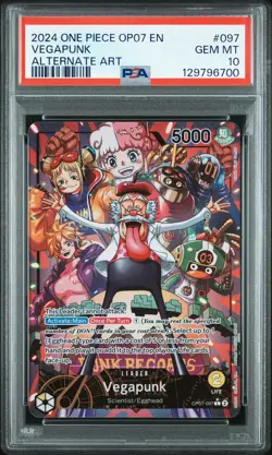 2024 ONE PIECE OP07-500 YEARS IN THE FUTURE ALTERNATE ART #097 VEGAPUNK PSA 10 - Image 1