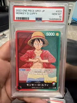 Monkey D Luffy 2022 Japanese One Piece #OP01-003 Romance Dawn Leader PSA 10 - Image 1