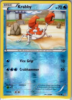 Krabby 21/83 Reverse Holo Generations - Pokemon Card - NM - Image 1