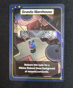 Neopets TCG Grundo’s Warehouse Code Villains Stained Glass Background Card - Image 1