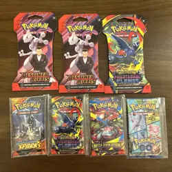 Pokemon Booster Pack Lot Various Sets 7 Packs Scarlet & Violet/Mega/Go - Image 1