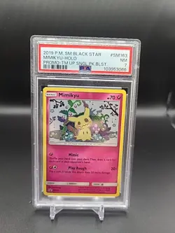 2016-19 Pokemon SM Black Star Promos Mimikyu Holo #SM163 PSA 7 - Image 1