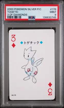 2000 POKEMON SILVER VERSION PLAYING CARDS 3 OF DIAMONDS #176 TOGETIC PSA 9 - Image 1