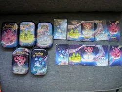 Pokemon TCG Scarlet And Violet Paldean Fates Empty Mini Tin tins x5 no boosters - Image 1