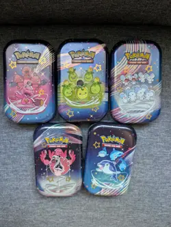 Pokemon TCG Scarlet And Violet Paldean Fates Empty Mini Tin tins x5 no boosters - Image 2