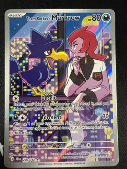 Pokemon TCG Team Rocket's Murkrow 200/182 Destined Rivals Illustration Rare NM - Image 1