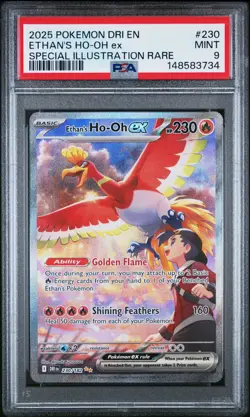 2025 POKEMON DRI EN-DESTINED RIVALS #230 ETHAN'S HO-OH EX PSA 9 - Image 1