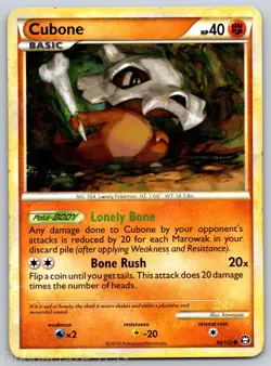 Cubone 60/102 Common HGSS Triumphant Pokemon HP - Image 1
