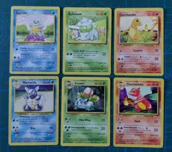 WOTC Pokemon Base Set Starter Evolution Bundle Charmander, Bulbasaur, Squirtle - Image 1