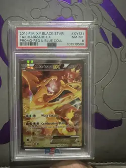 Pokemon TCG Charizard EX XY121 XY Black Star Promo Full Art Holo PSA 8 - Image 1