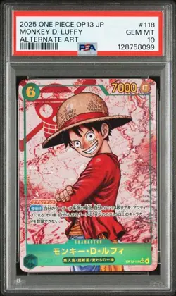 PSA 10 Monkey D. Luffy SEC Alternate Art OP13-118 2025 ONE PIECE Card Japanese - Image 1