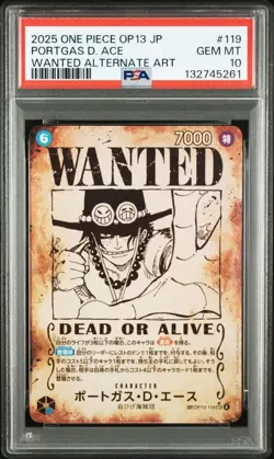 PSA 10 Portgas D. Ace SP Wanted OP13-119 2025 ONE PIECE Card Japanese - Image 1