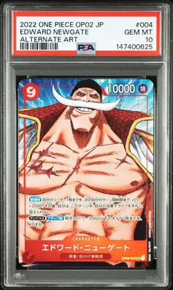PSA 10 Edward Newgate SR Alt Art OP02-004 2022 ONE PIECE Card Japanese - Image 1
