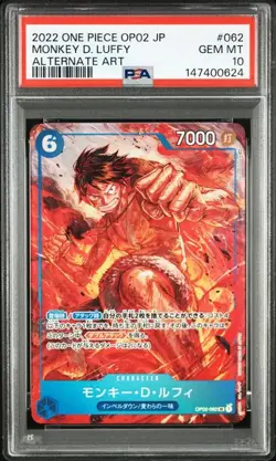 PSA 10 Monkey D. Luffy SR Alternate Art OP02-062 2022 ONE PIECE Card Japanese - Image 1