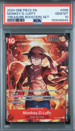 Monkey D Luffy PSA 10 Treasure Boosters Set #006 Promo 2024 One Piece - Image 1