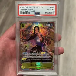 2025 ONE PIECE PRB02 #017 PREMIUM BOOSTER VOL 2 BOA HANCOCK ALT ART PSA 10 - Image 1