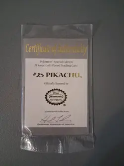 #25 Pikachu- Certificate Of Authenticity 23 Karat Gold Plated Traning Card. - Image 2