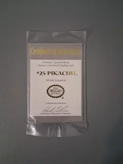 #25 Pikachu- Certificate Of Authenticity 23 Karat Gold Plated Traning Card. - Image 3