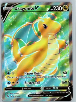 Dragonite V (Full Art) Holo Ultra Rare Pokemon GO 076/078 NM - Image 1