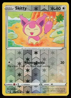 Skitty 210/264 Common Fusion Strike Pokemon Reverse Holo Lightly Played - Image 1