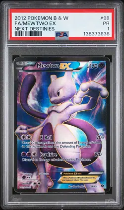 2012 POKEMON BLACK & WHITE NEXT DESTINIES #98 FULL ART/MEWTWO EX PSA 1 - Image 1