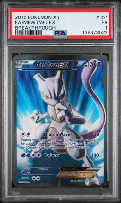 2015 POKEMON XY BREAKTHROUGH #157 FULL ART/MEWTWO EX PSA 1 - Image 1
