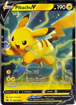 Pikachu V SWSH063 Black Star Sword & Shield Holo Ultra Rare Pokemon - Image 1