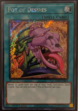 YuGiOh Pot of Desires Secret Rare 1st Edition RA01-EN056 - Image 1